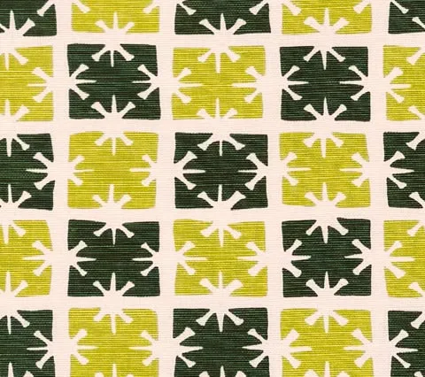 China Seas Print: Georgia Small Scale - Custom Lime / Forest Green on Tinted Belgian L:inen / Cotton