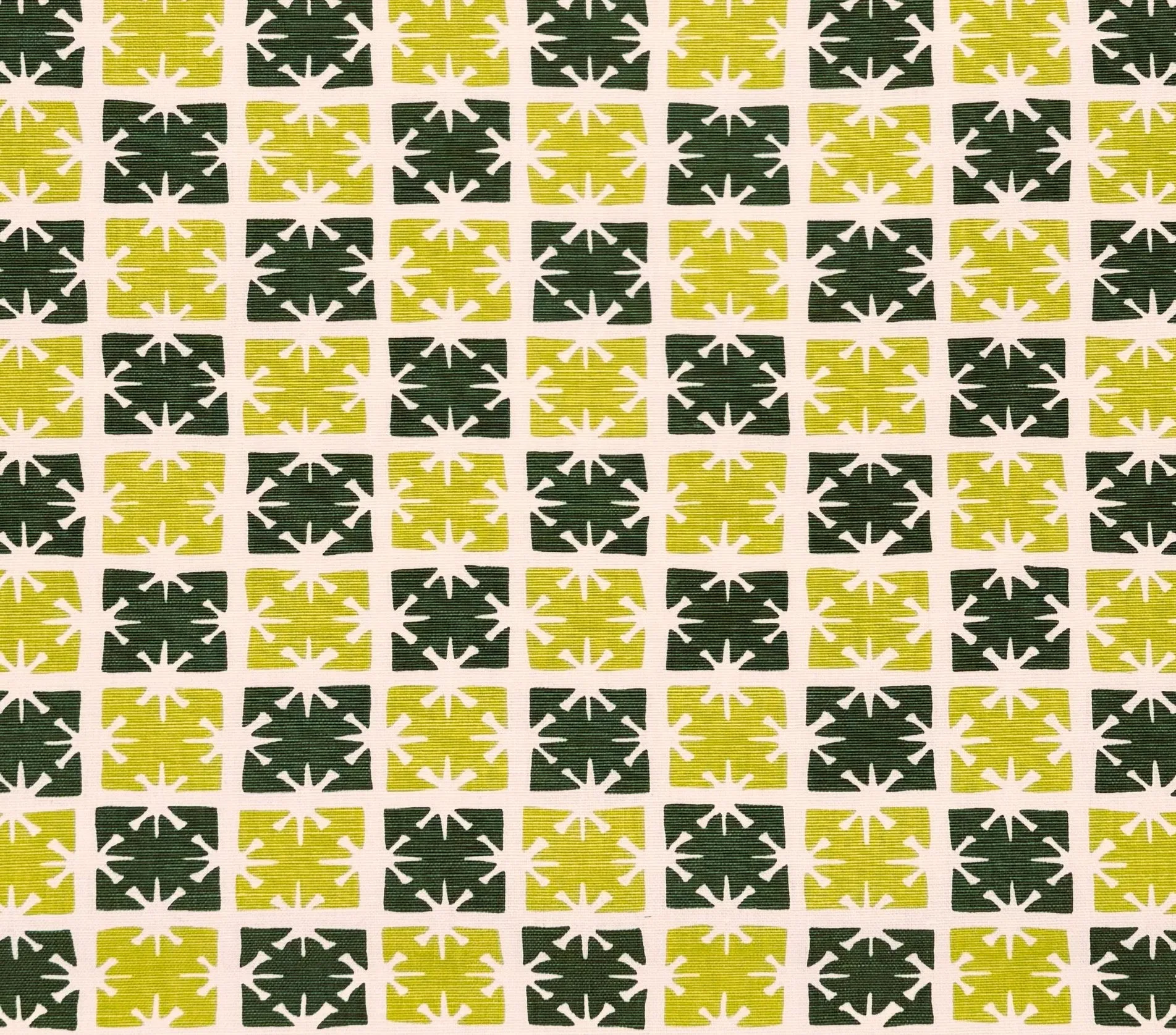 China Seas Print: Georgia Small Scale - Custom Lime / Forest Green on Tinted Belgian L:inen / Cotton