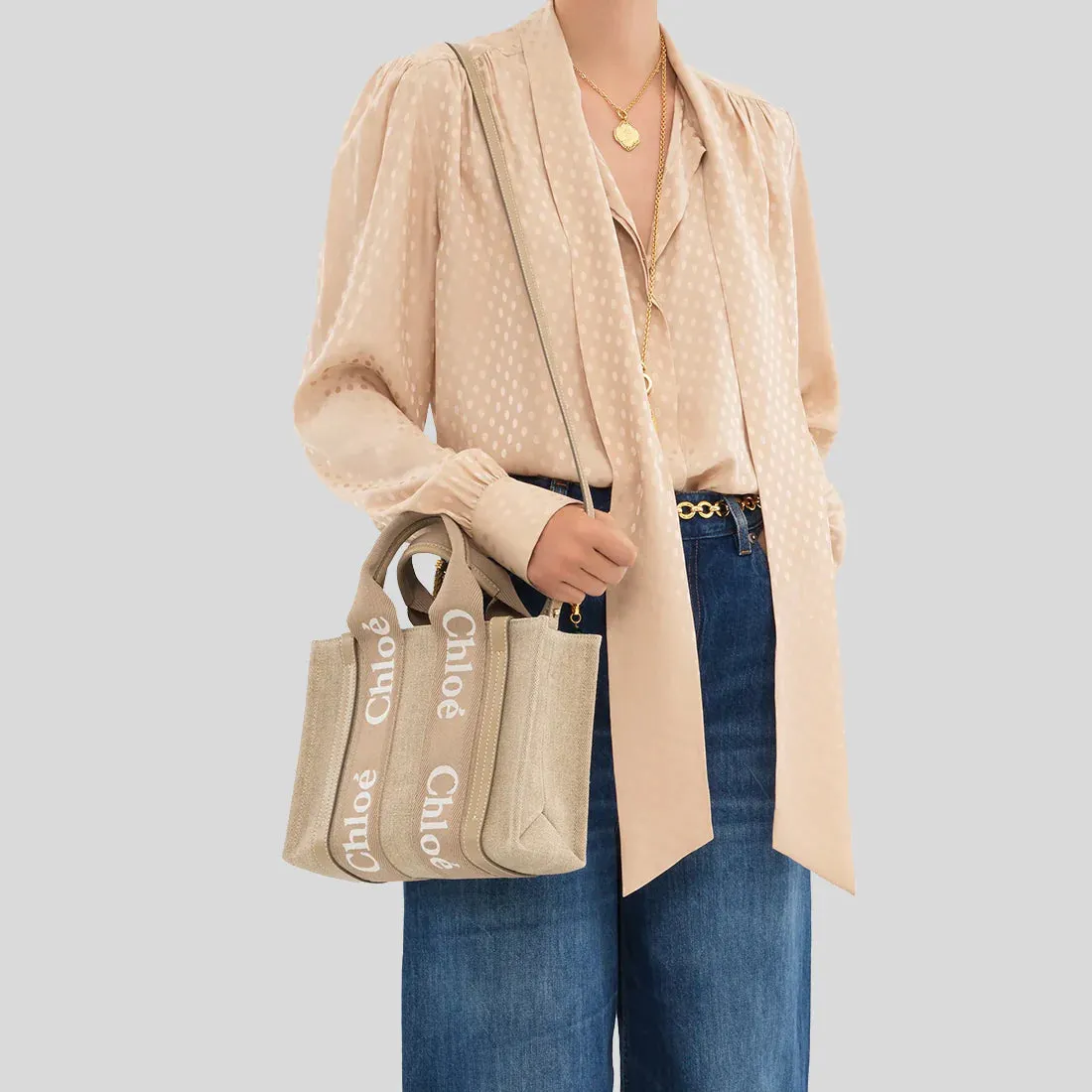 CHLOE Small Woody Tote Bag Boyish Brown RB-CHC23AS397L1720E