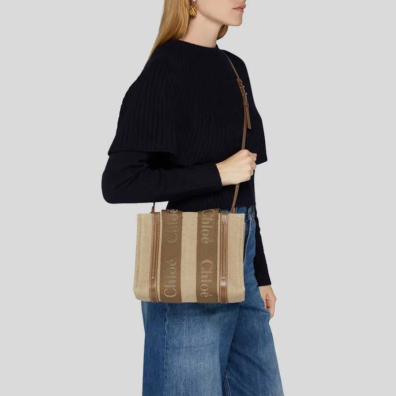 CHLOE Small Woody Tote Bag Dark Nut RS-CHC23AS397L1729X