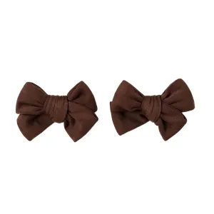 Chocolate | Baby Bamboo Clip on Bow Set