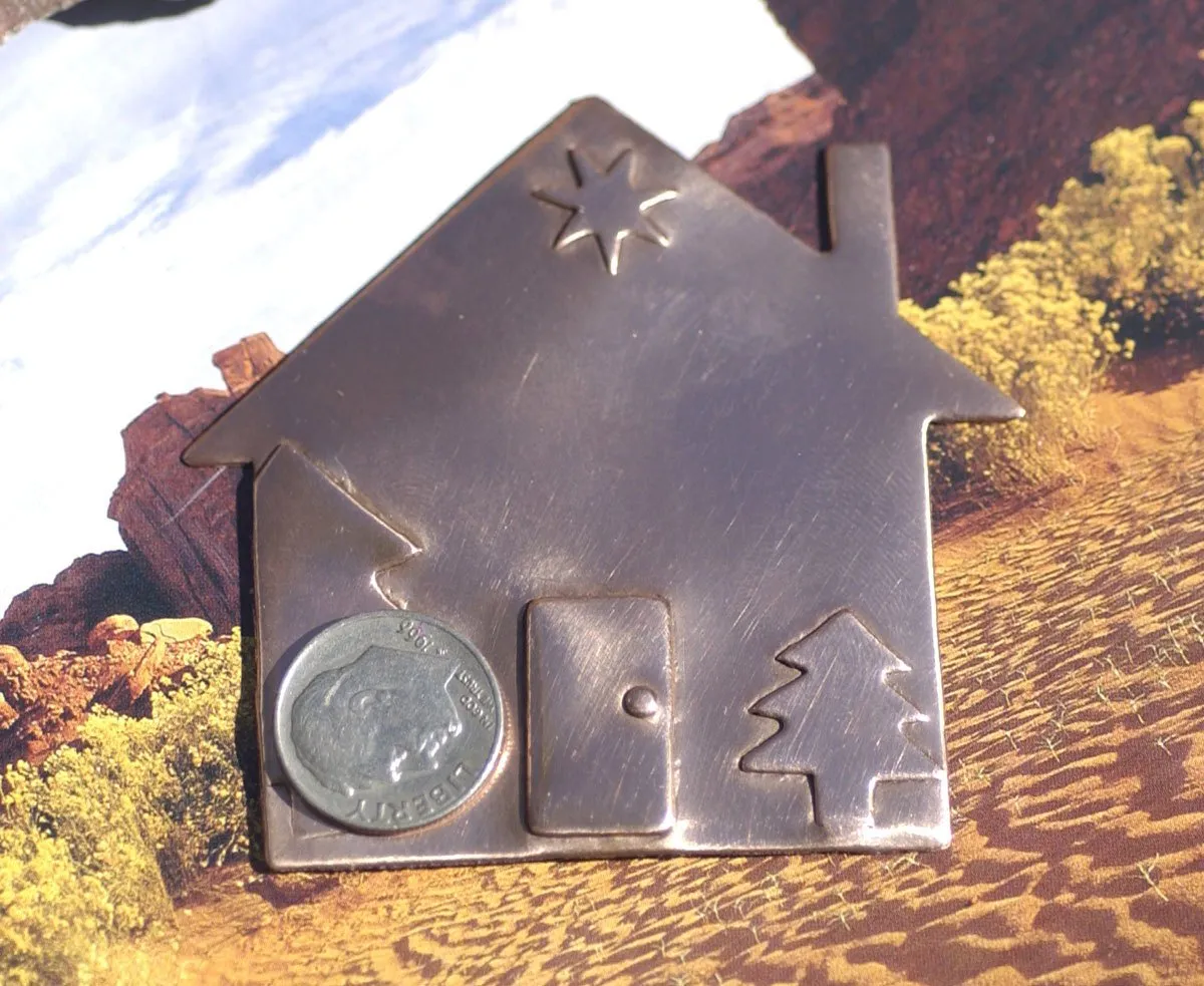 Christmas House 67mm x 64mm Embossed Cutout Shape for Metalworking Jewelry Making Shape Blank Variety of Metals