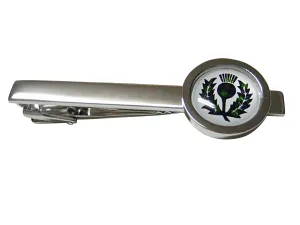 Circular Green Scottish Thistle Square Tie Clip