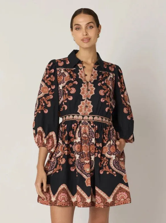 Cleobella Leigh Mini Dress - Dark Lagos Print