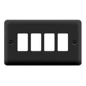 Click Deco Plus DPMB20404 4 Gang GridPro Frontplate - Matt Black