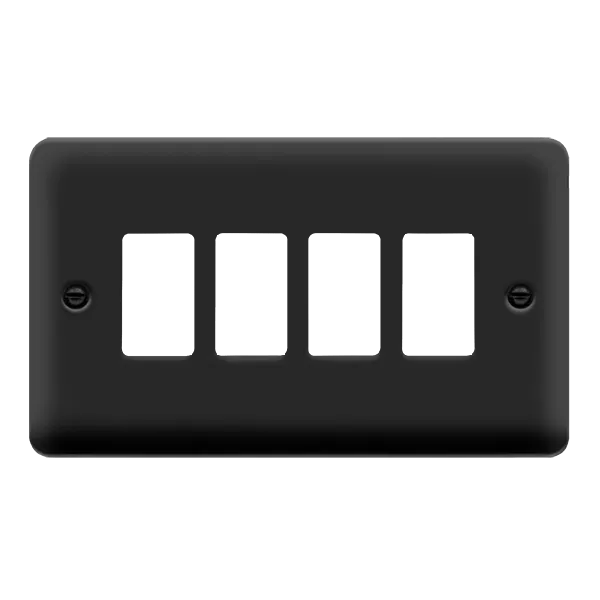 Click Deco Plus DPMB20404 4 Gang GridPro Frontplate - Matt Black