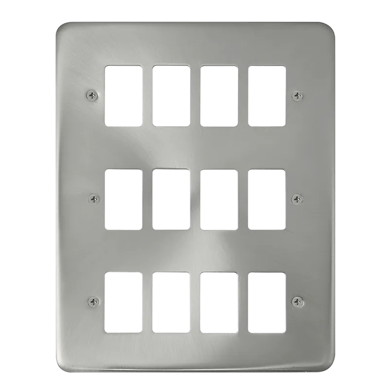 Click Deco Plus DPSC20512 12 Gang GridPro Frontplate - Satin Chrome