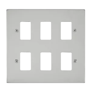 Click Deco VPCH20506 6 Gang GridPro Frontplate - Polished Chrome