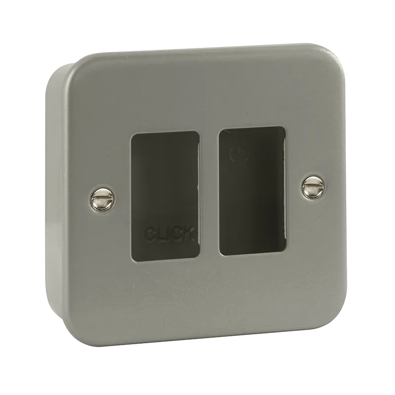 Click Metal Clad CL20402B 2 Gang GridPro Frontplate & Back Box (No Knockouts)