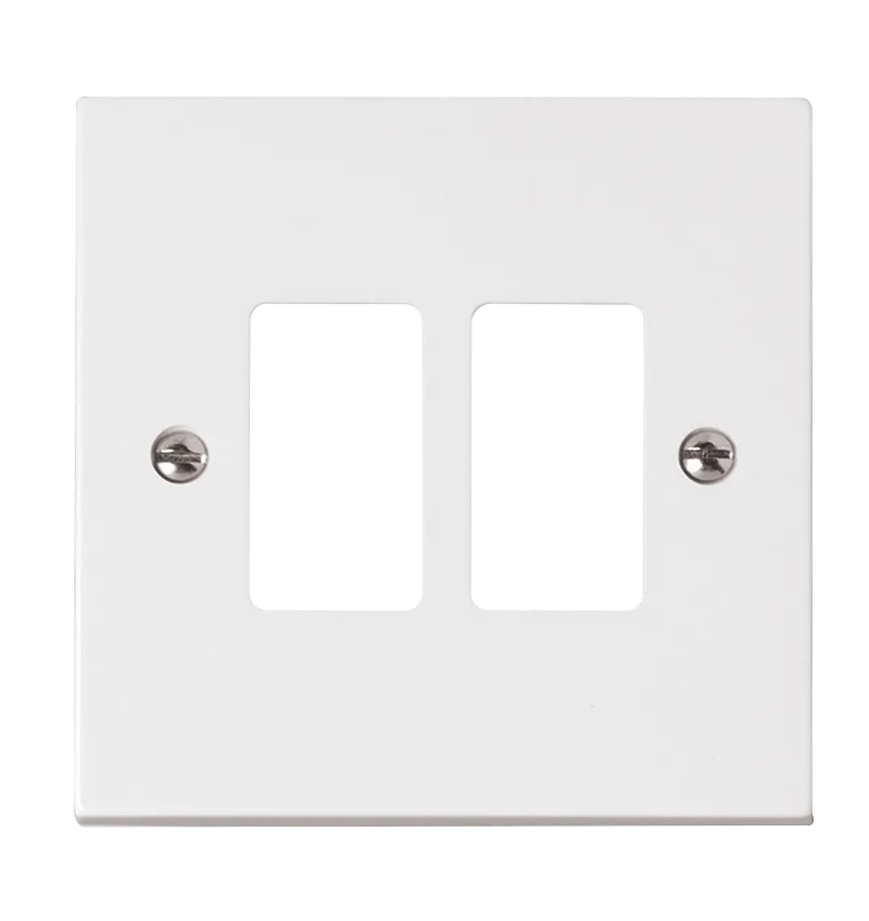 Click Polar PRW20402 White Moulded 2 Gang GridPro Frontplate