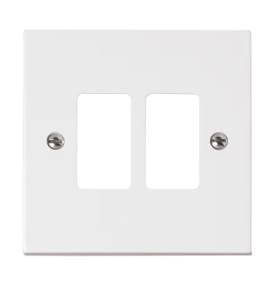Click Polar PRW20402 White Moulded 2 Gang GridPro Frontplate