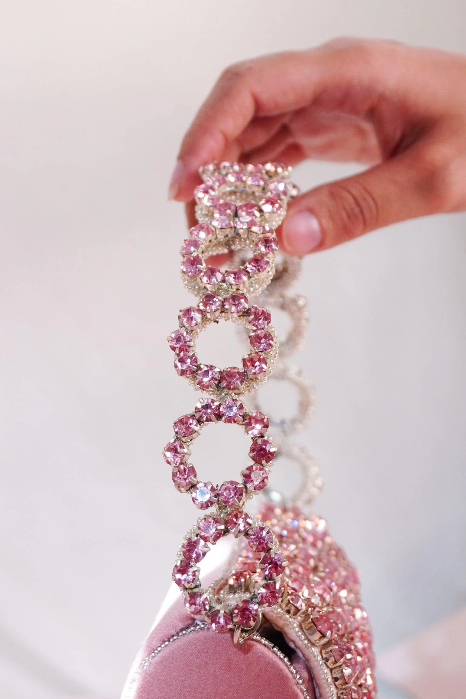 Colored Rhinestones Mini Flap Bag with Circle Handle