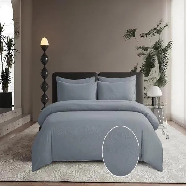 Cotton Co Bella Grey Embossed Micro Satin Duvet Cover Set