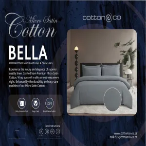 Cotton Co Bella Grey Embossed Micro Satin Duvet Cover Set