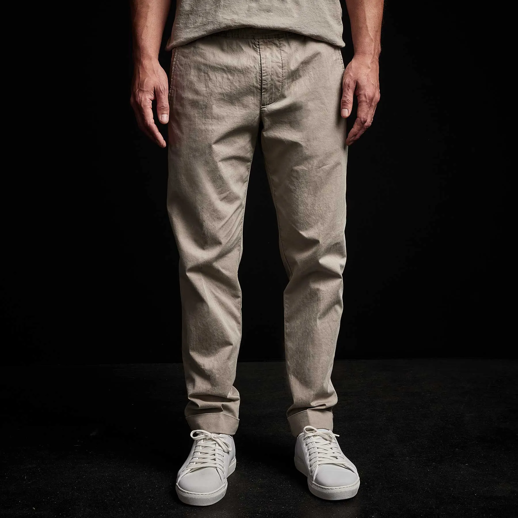 Cotton Linen Cuffed Trouser - Silt Pigment