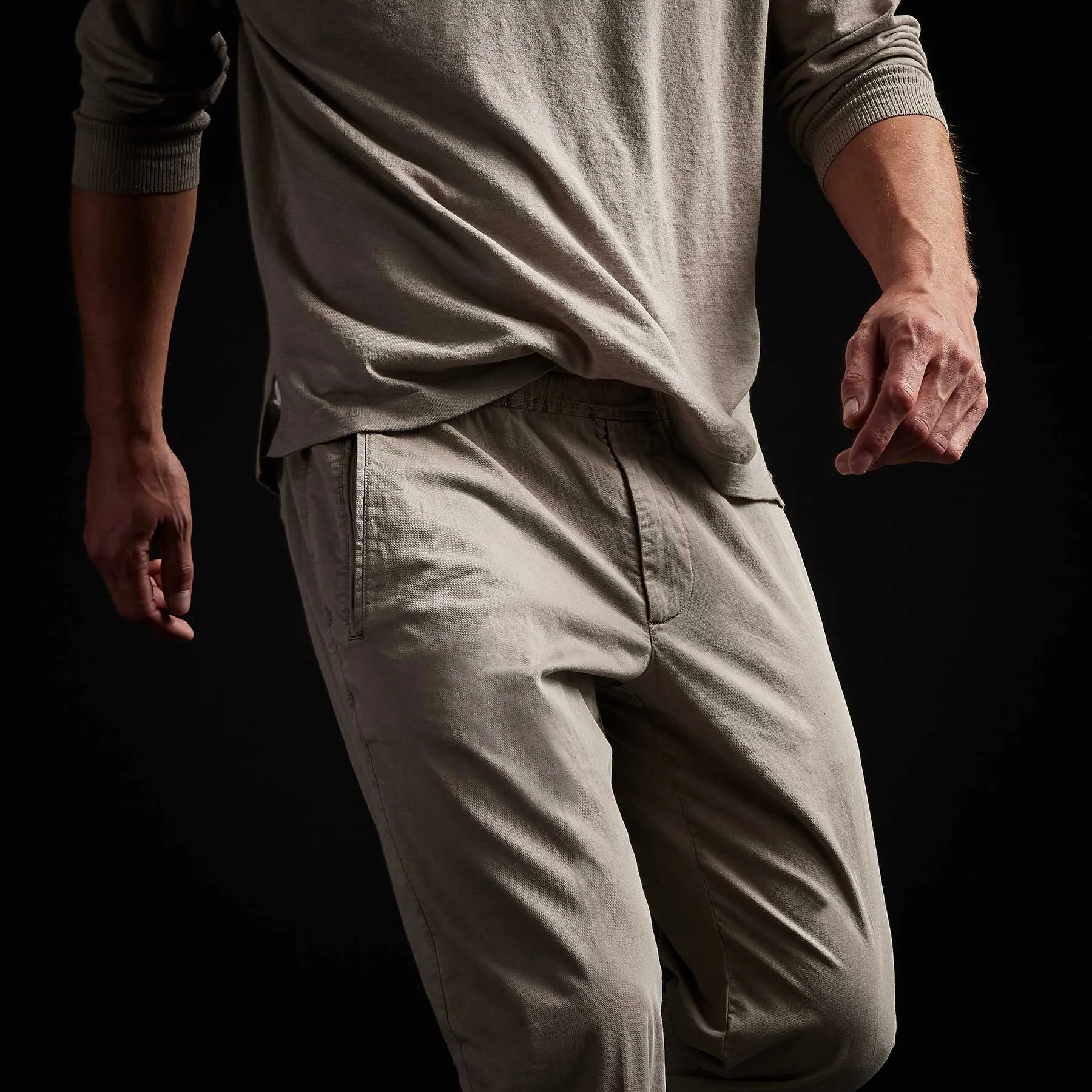 Cotton Linen Cuffed Trouser - Silt Pigment