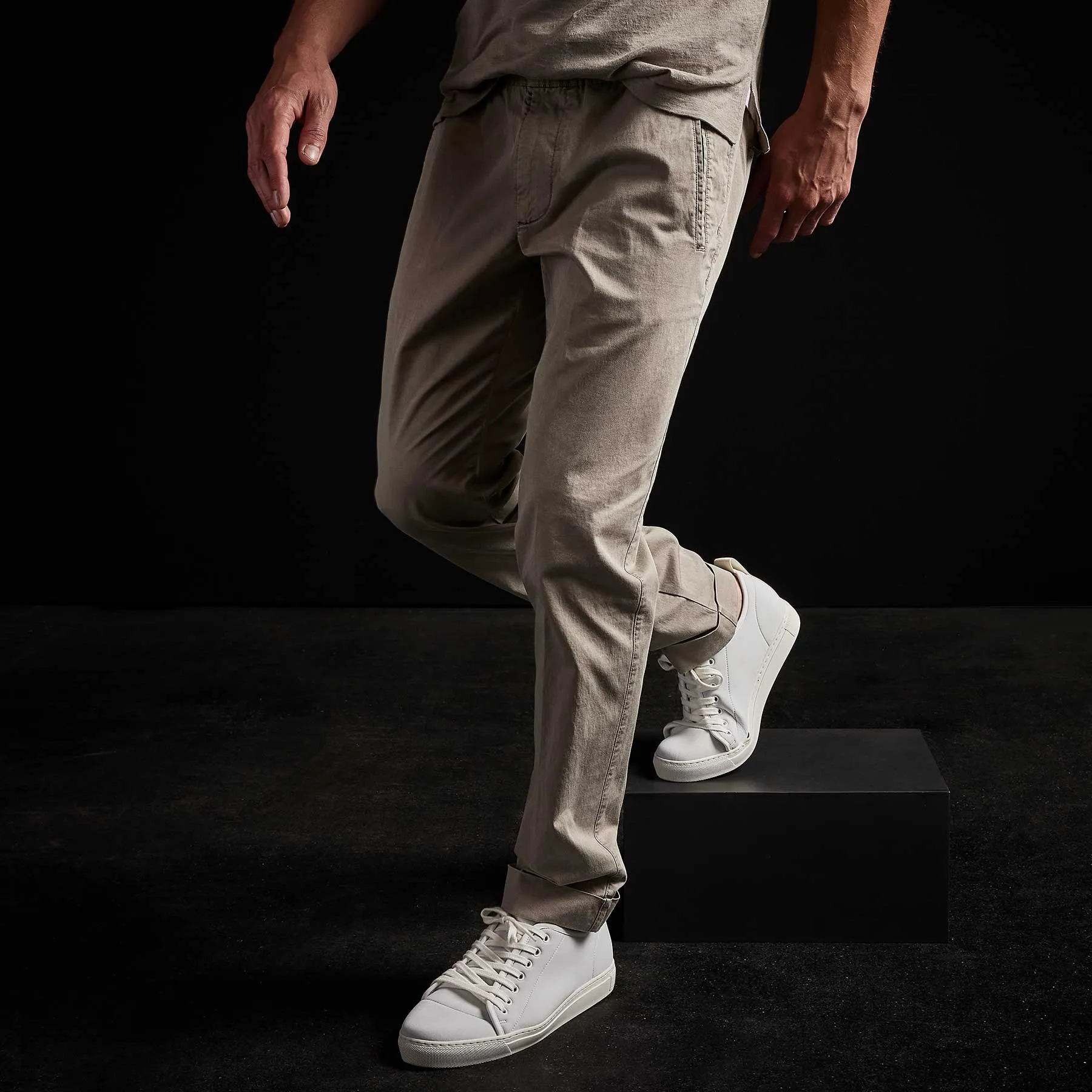 Cotton Linen Cuffed Trouser - Silt Pigment