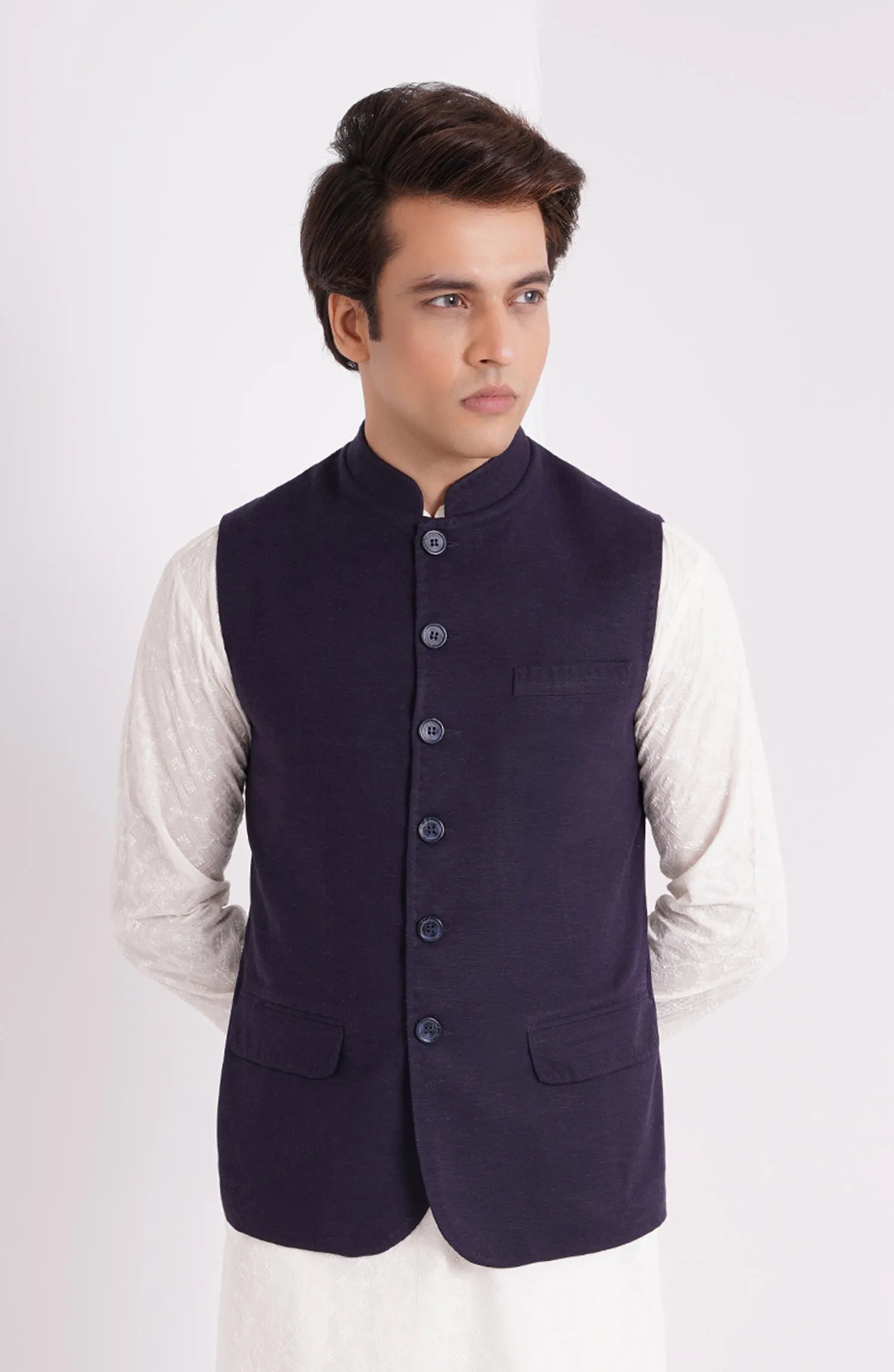 Cotton Linen Mens Waistcoat