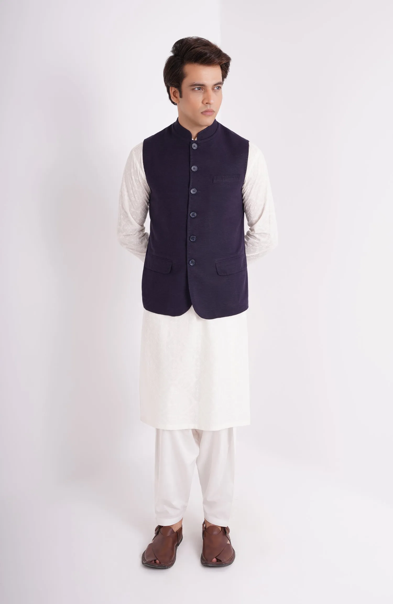 Cotton Linen Mens Waistcoat