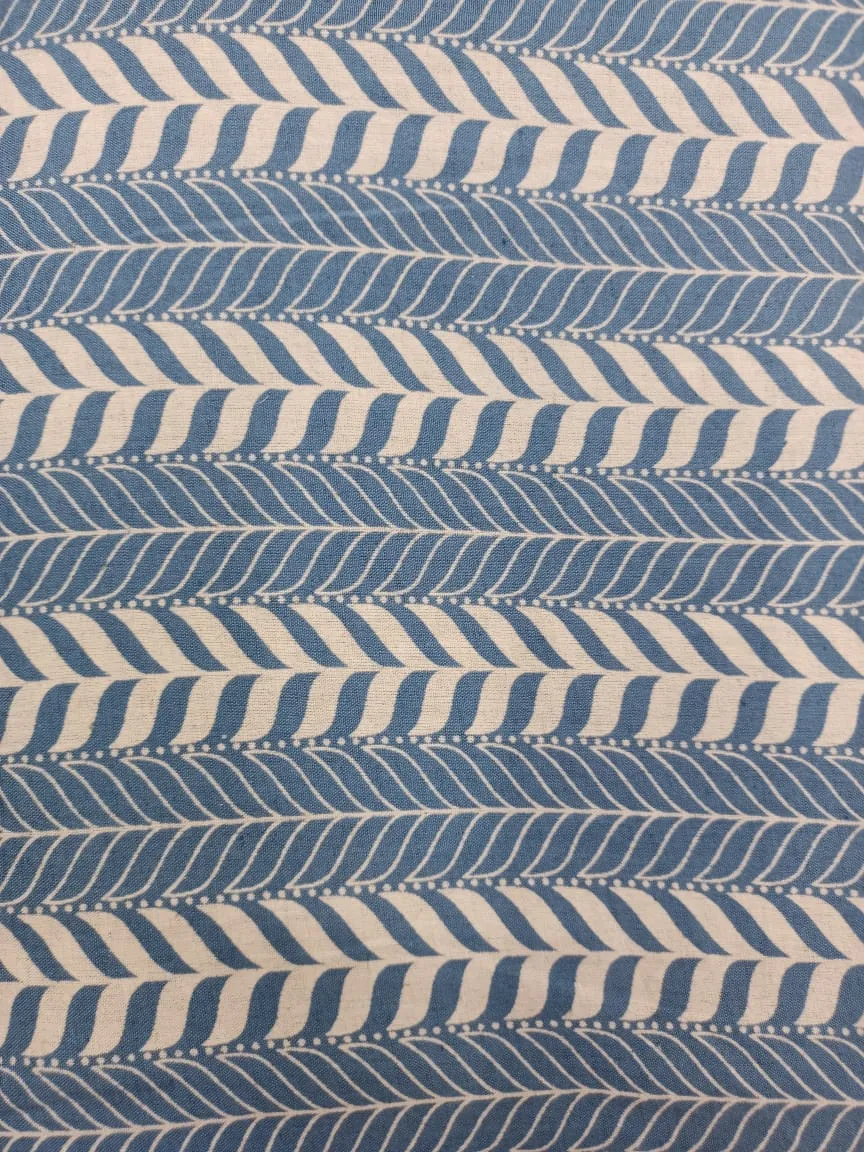 Cotton Linen Semi-Handloom Screen Printed Fabric