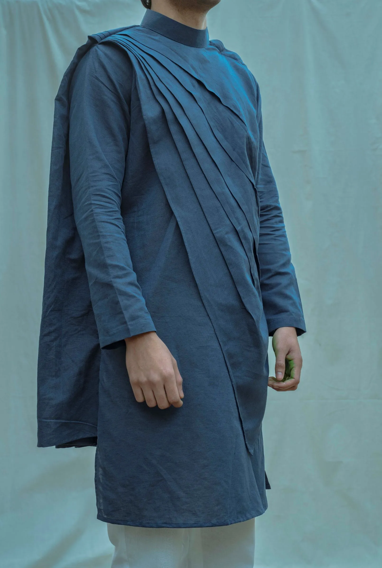 Cotton X Linen - Back Pleated Kurta Set