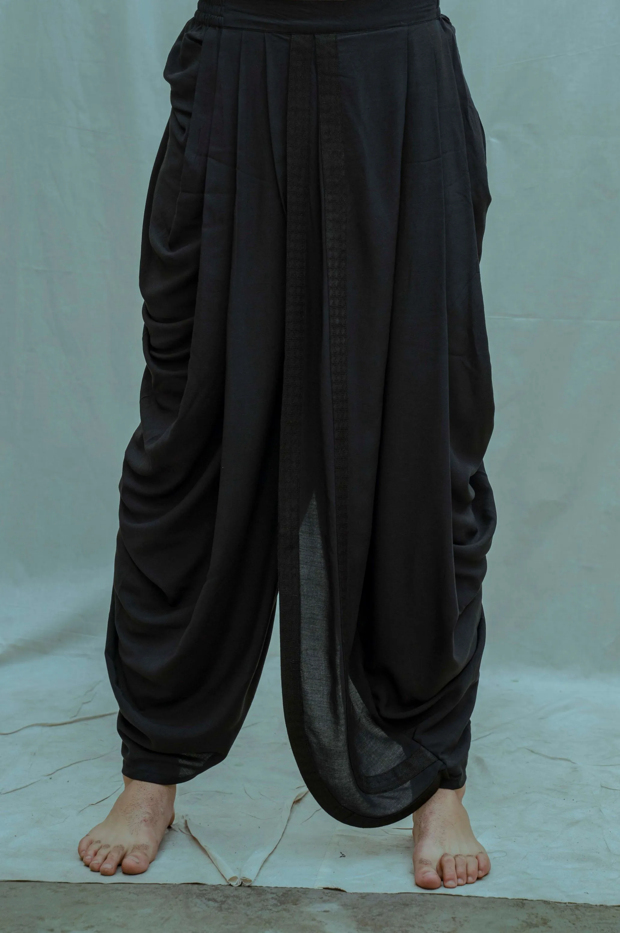 Cotton X Linen - Black Side Placket Kurta Set