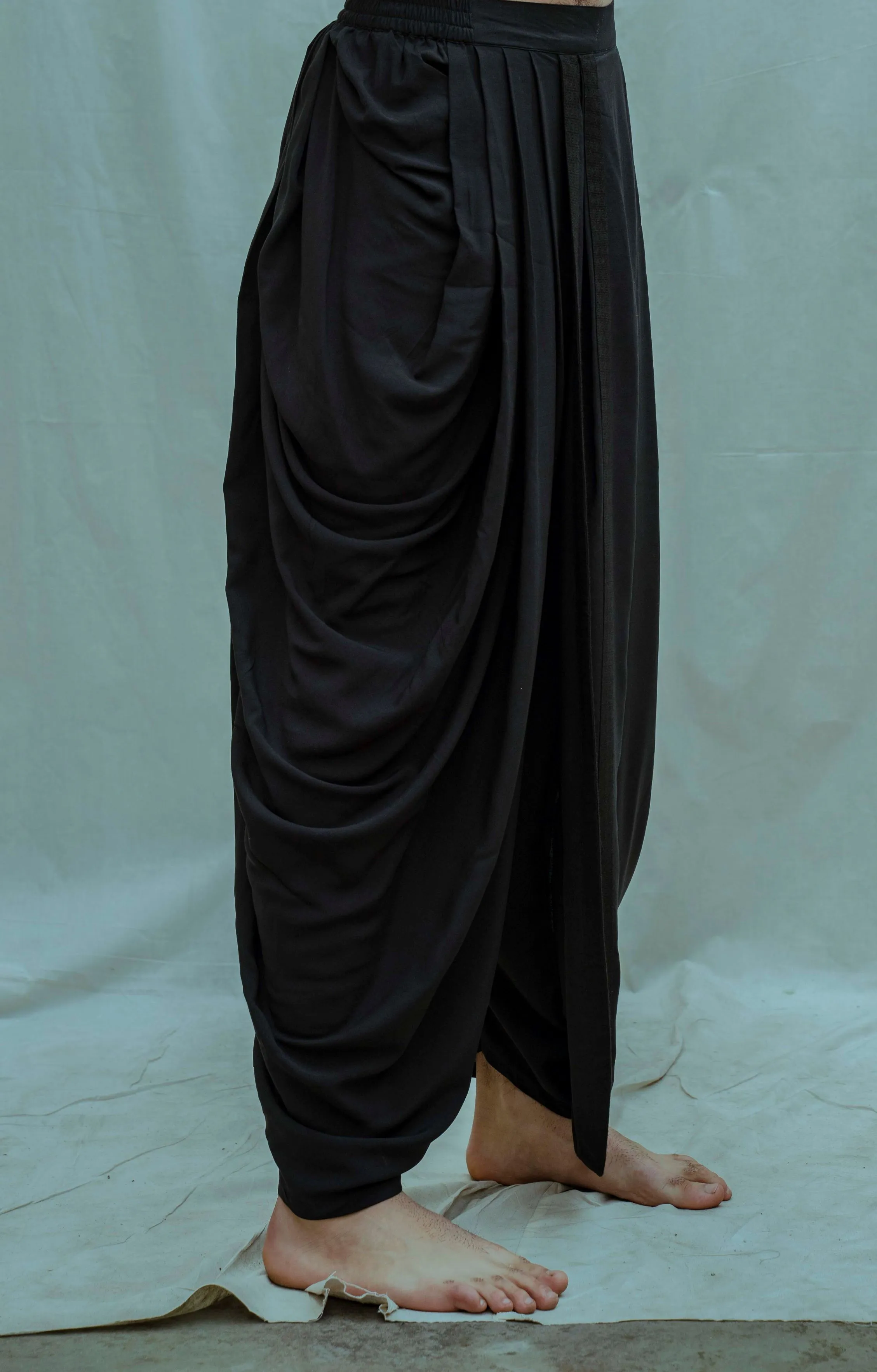 Cotton X Linen - Black Side Placket Kurta Set