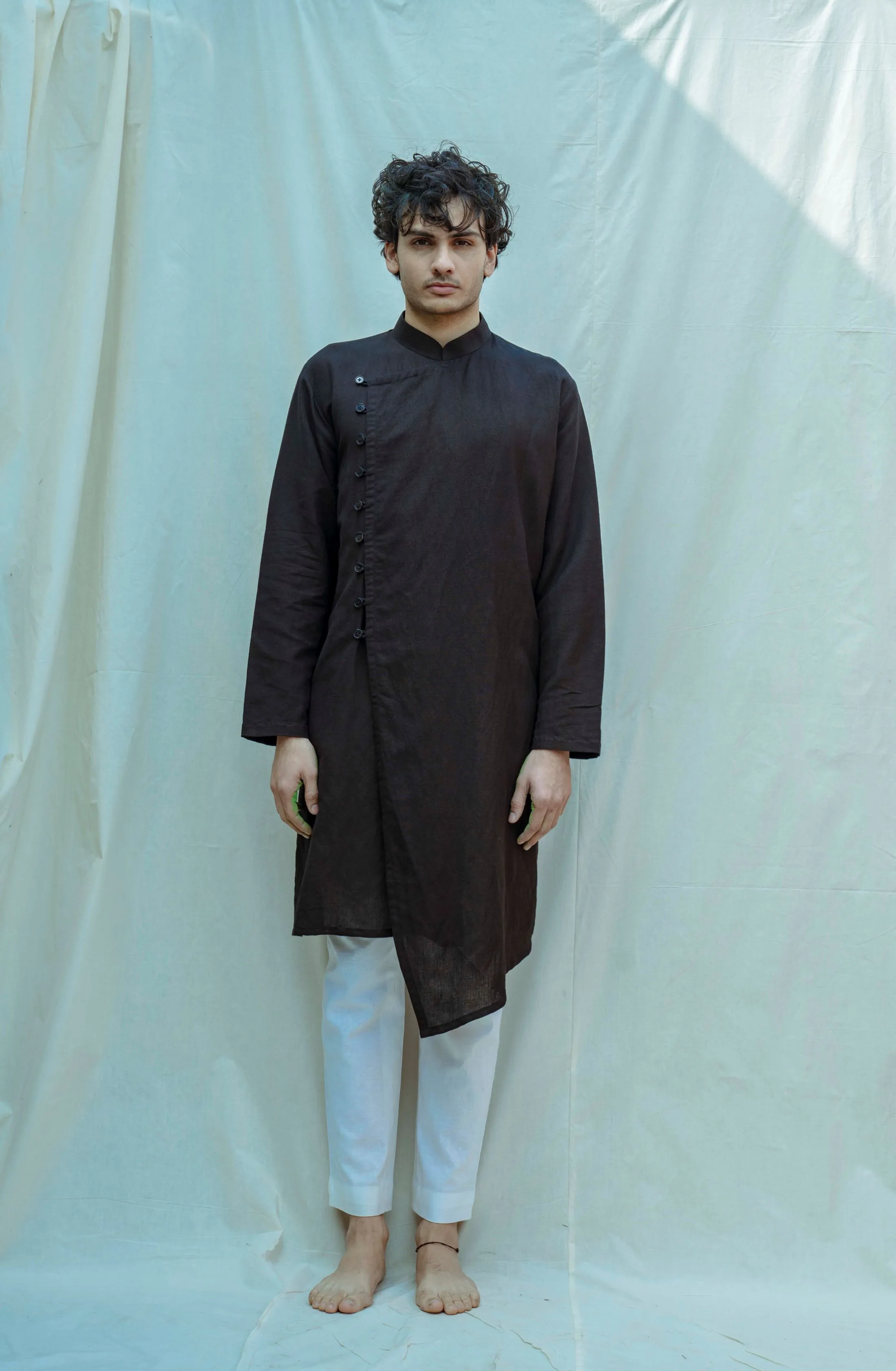 Cotton X Linen Overlapped Kurta Set