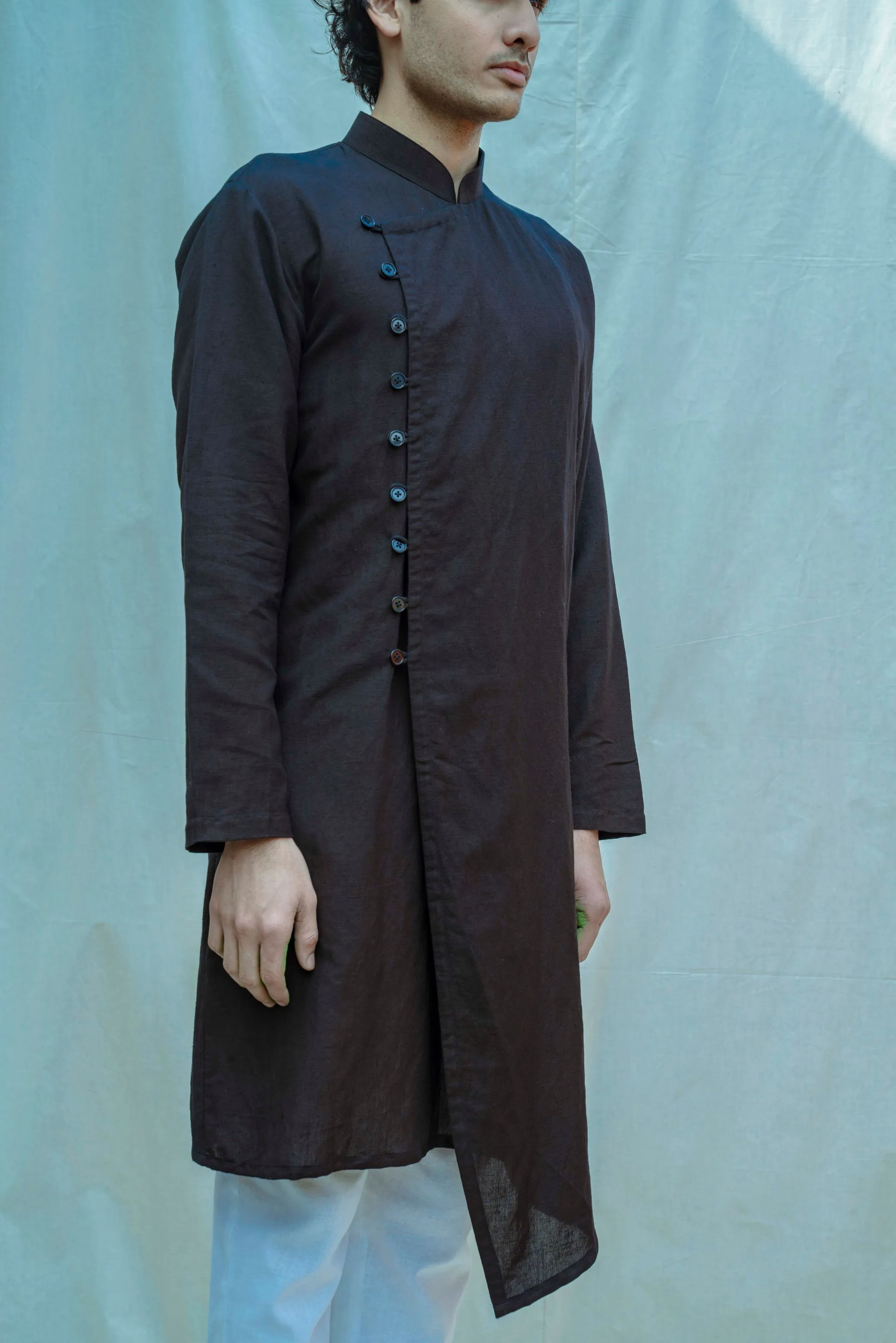 Cotton X Linen Overlapped Kurta Set