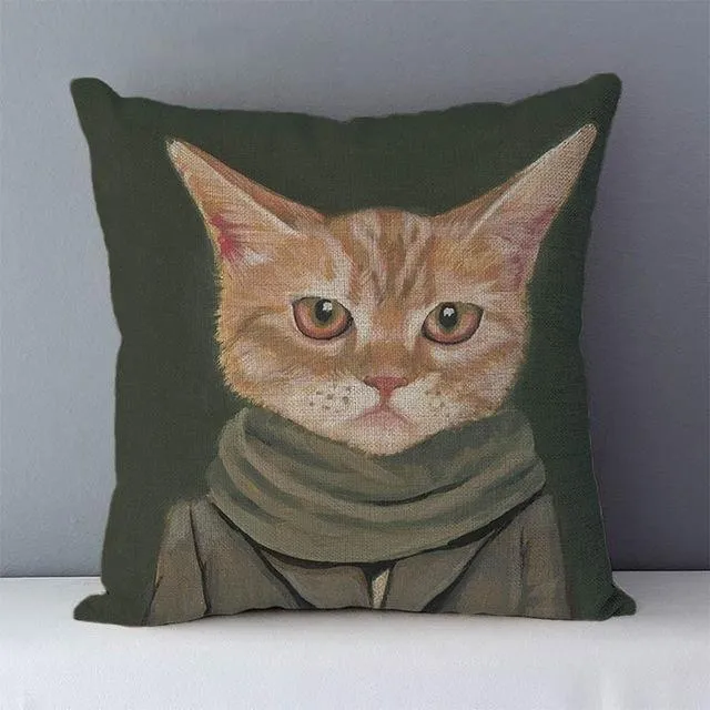 Couch cushion Cartoon cat printed quality cotton linen home decorative pillows kids bedroom Decor pillowcase
