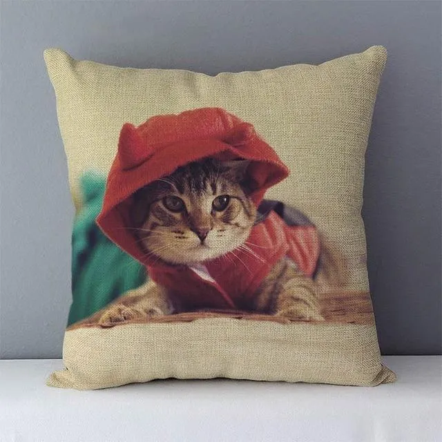 Couch cushion Cartoon cat printed quality cotton linen home decorative pillows kids bedroom Decor pillowcase