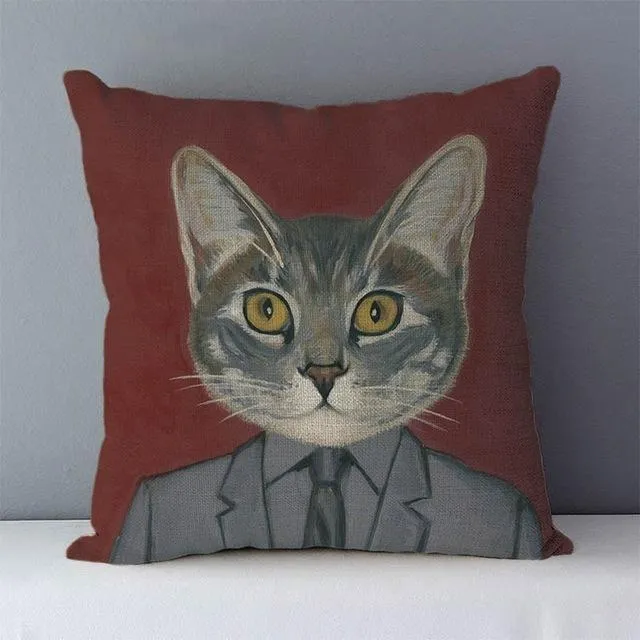 Couch cushion Cartoon cat printed quality cotton linen home decorative pillows kids bedroom Decor pillowcase
