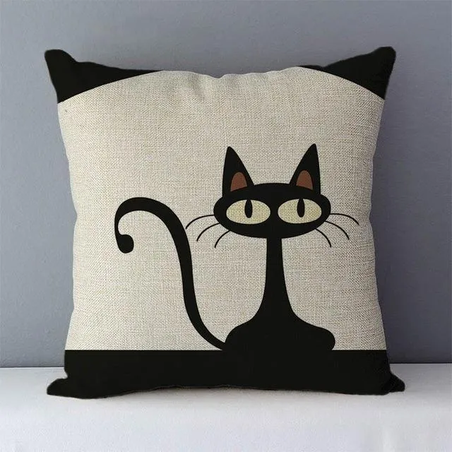 Couch cushion Cartoon cat printed quality cotton linen home decorative pillows kids bedroom Decor pillowcase