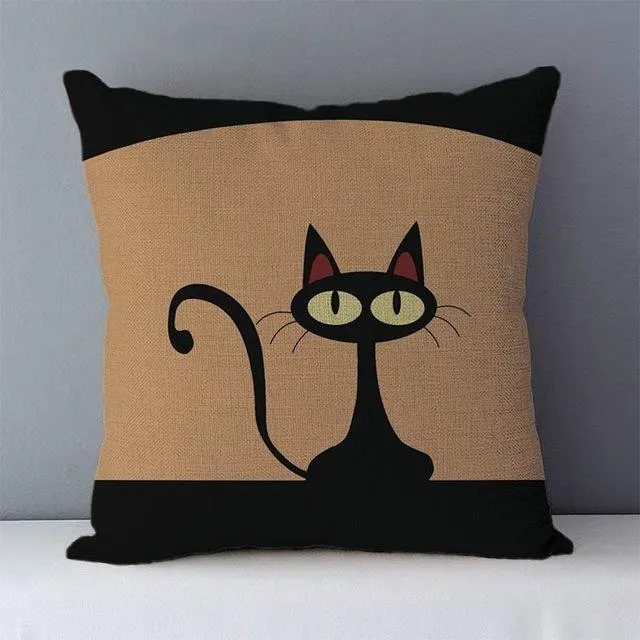 Couch cushion Cartoon cat printed quality cotton linen home decorative pillows kids bedroom Decor pillowcase