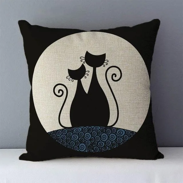 Couch cushion Cartoon cat printed quality cotton linen home decorative pillows kids bedroom Decor pillowcase