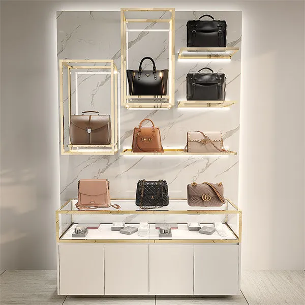 CR060 Wall Mounted Glass Lighted Handbag Display Shelf