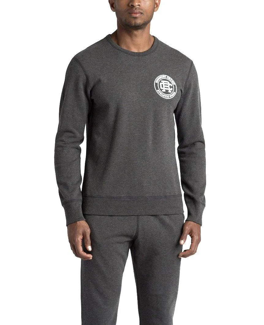 Crest logo LS Crewneck Heather Charcoal