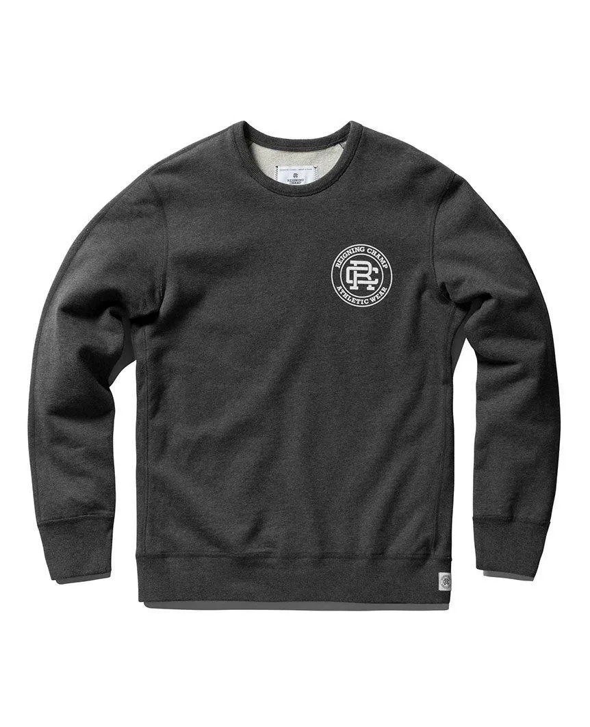 Crest logo LS Crewneck Heather Charcoal