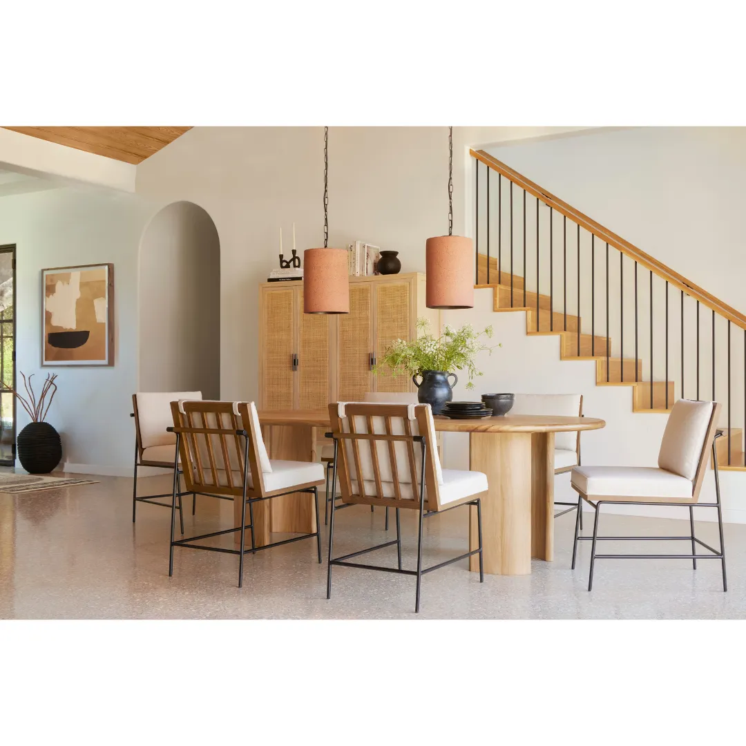 Crete Dining Chair-Saville Flax/Brown Frame