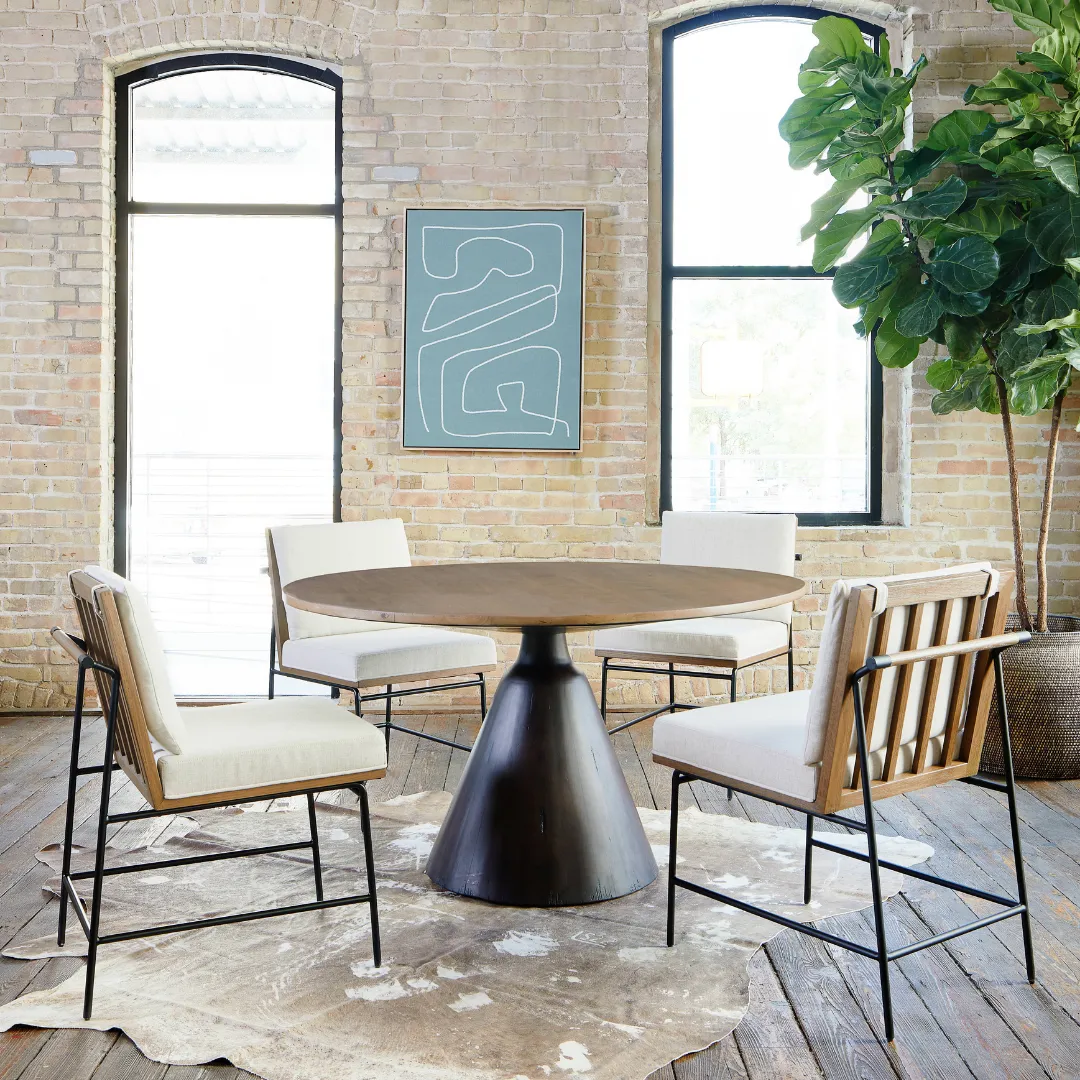 Crete Dining Chair-Saville Flax/Brown Frame