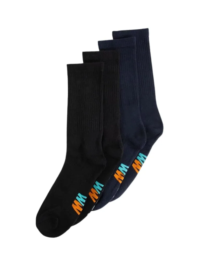 Crew Work Socks 4pk - Black/Blue