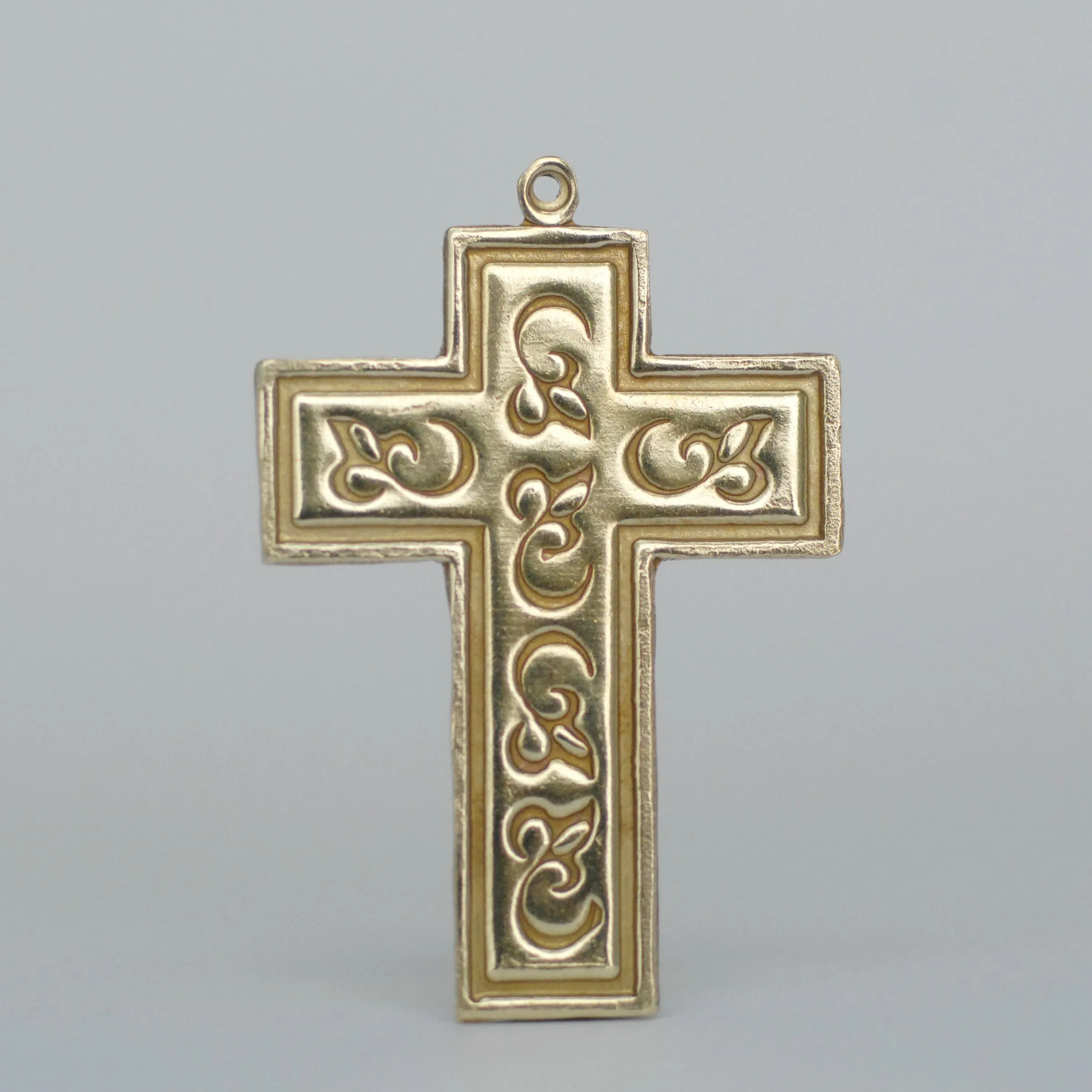 Cross shape Pendants for making jewelry, decorated with pattern and border, copper, brass, bronze, nickel silver