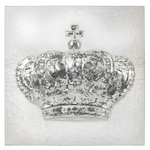 Crown Wall Décor White with Silver Embossed