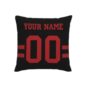 Custom Black San Francisco 49ers Decorative Throw Pillow Case - Print Personalized Football Team Fans Name & Number Birthday Gift
