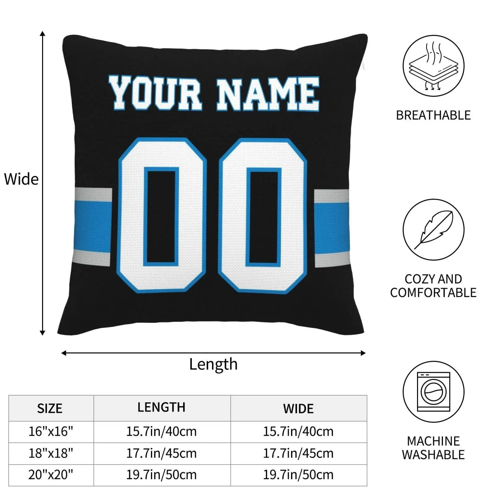 Custom C.Panthers Pillow Football Team Decorative Throw Pillow Case Print Personalized Football Style Fans Letters & Number Birthday Gift Football Pillows