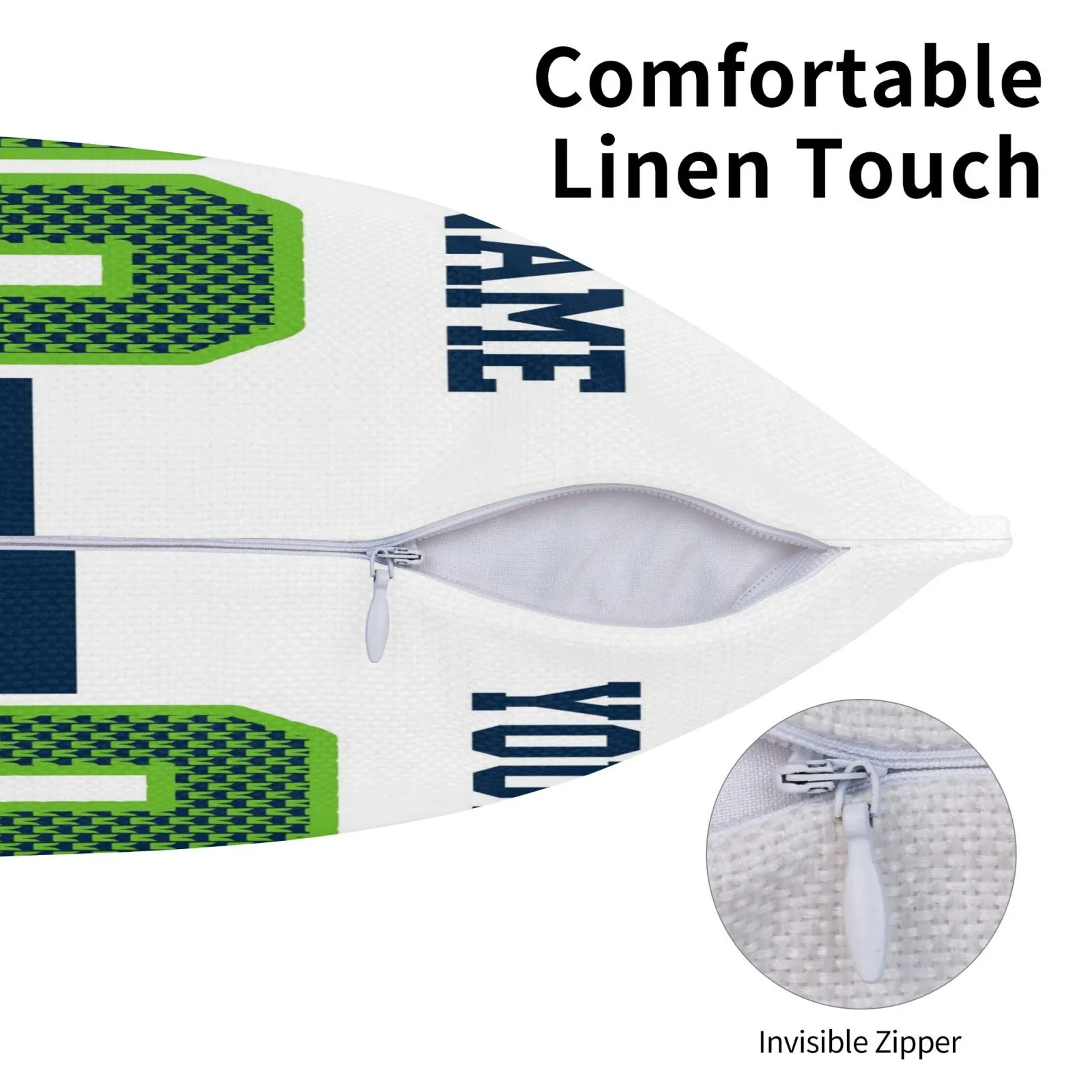 Custom White Seattle Seahawks Decorative Throw Pillow Case - Print Personalized Football Team Fans Name & Number Birthday Gift