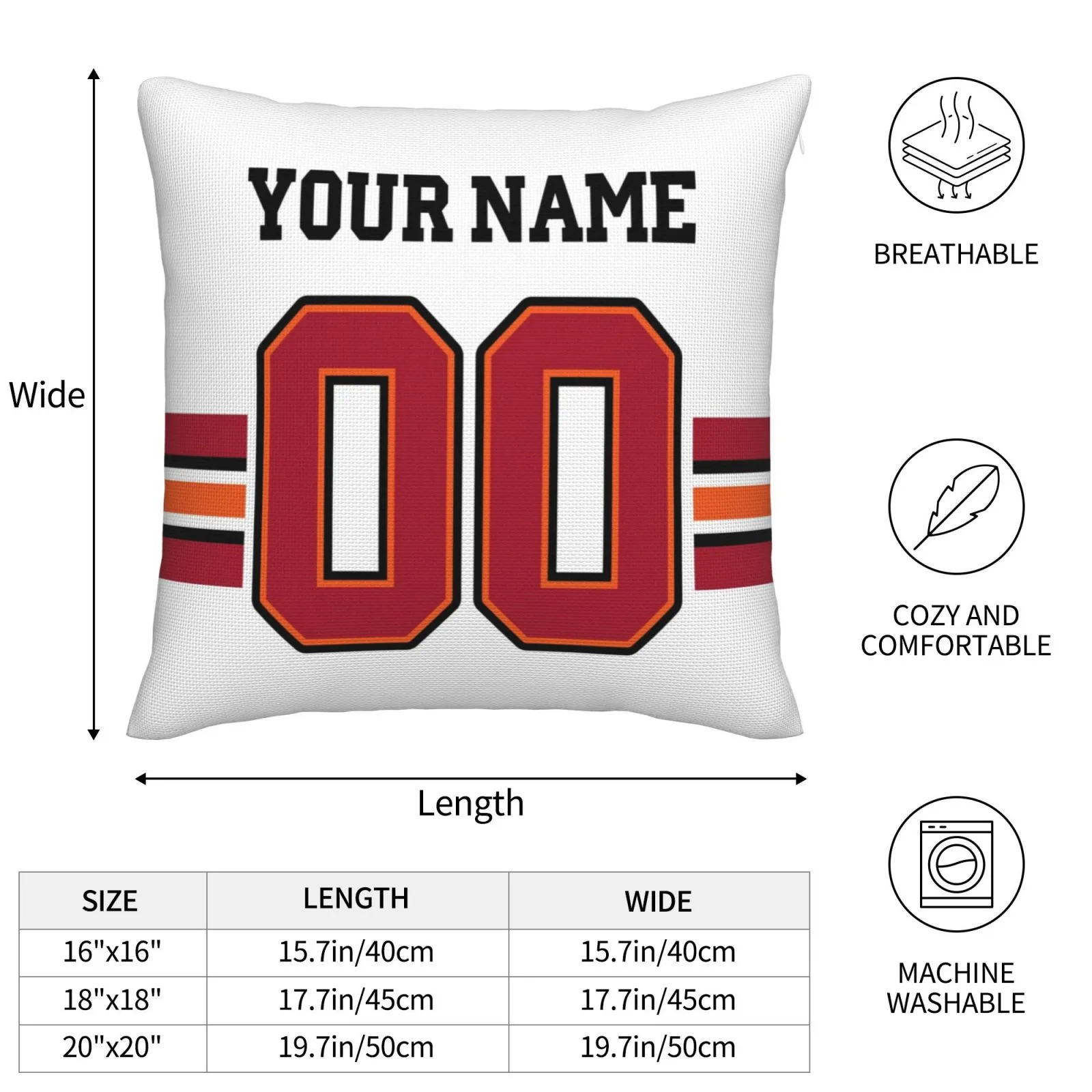 Custom White Tampa Bay Buccaneers Decorative Throw Pillow Case - Print Personalized Football Team Fans Name & Number Birthday Gift