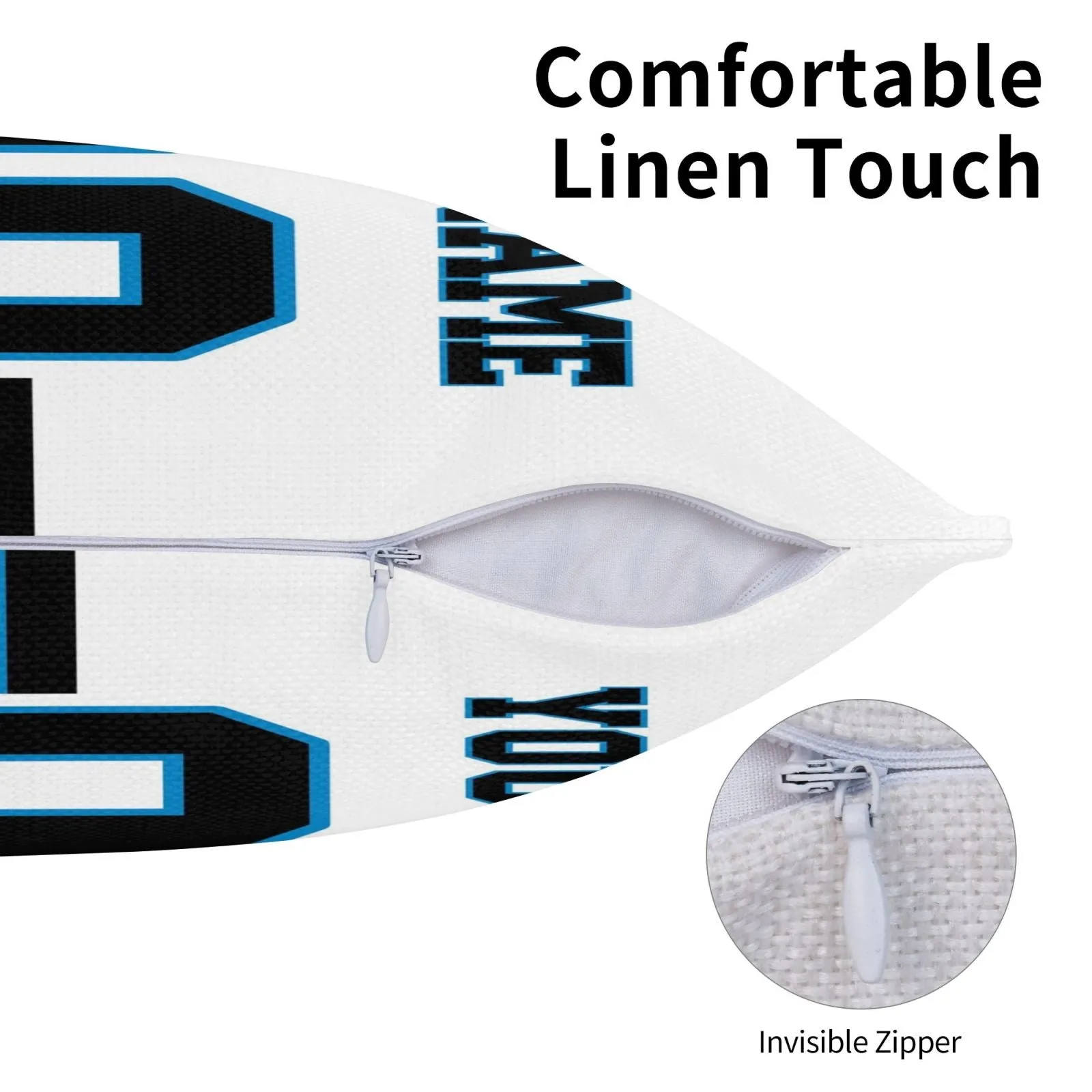 Customized Carolina Panthers Letters Decorative Pillows Case Custom Game Pillowcase Name Number Block Print Square Art Deco White Throw Pillow