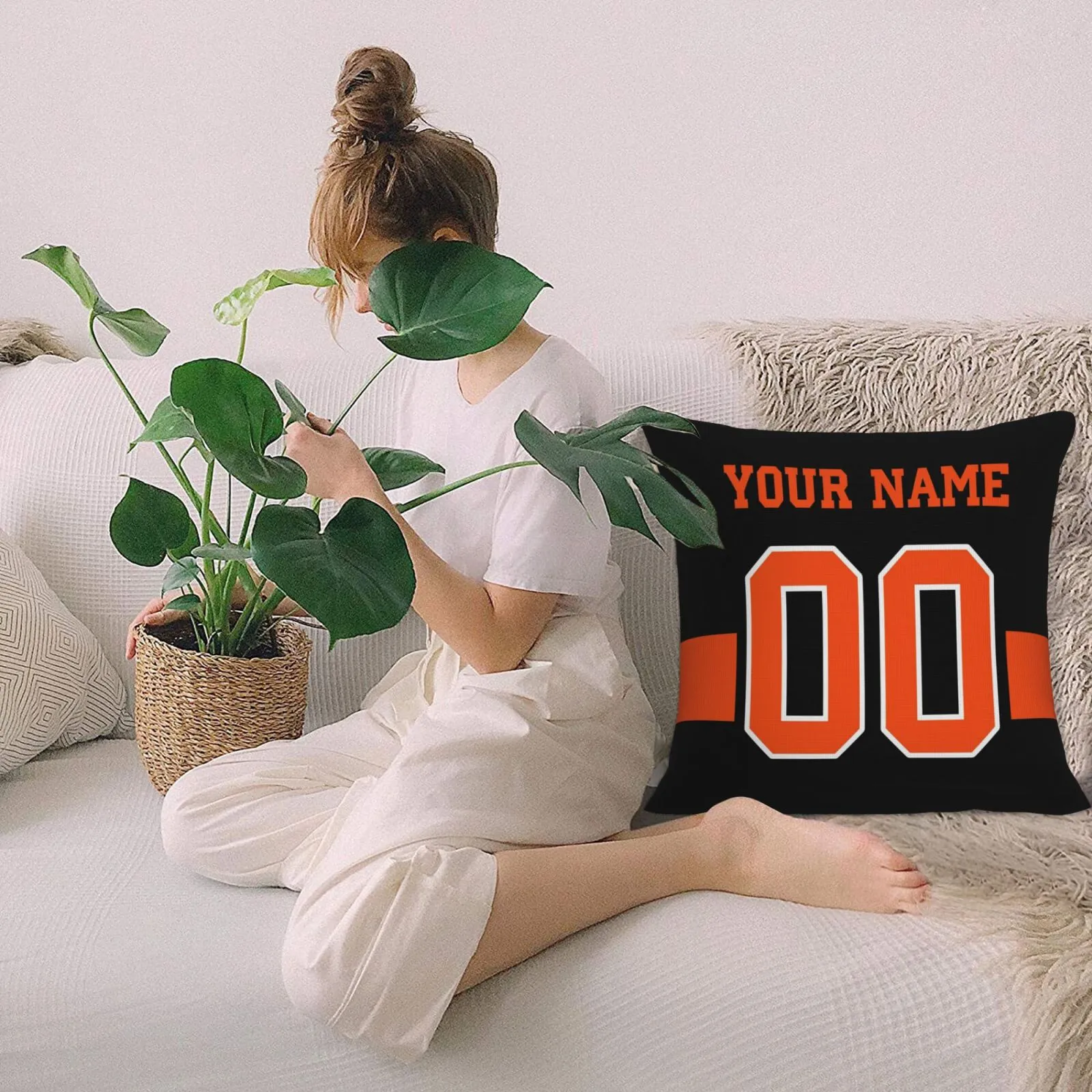 Customized Cincinnati Bengals Letters Decorative Pillows Case Custom Game Pillowcase Name Number Block Print Square Art Deco Throw Pillow