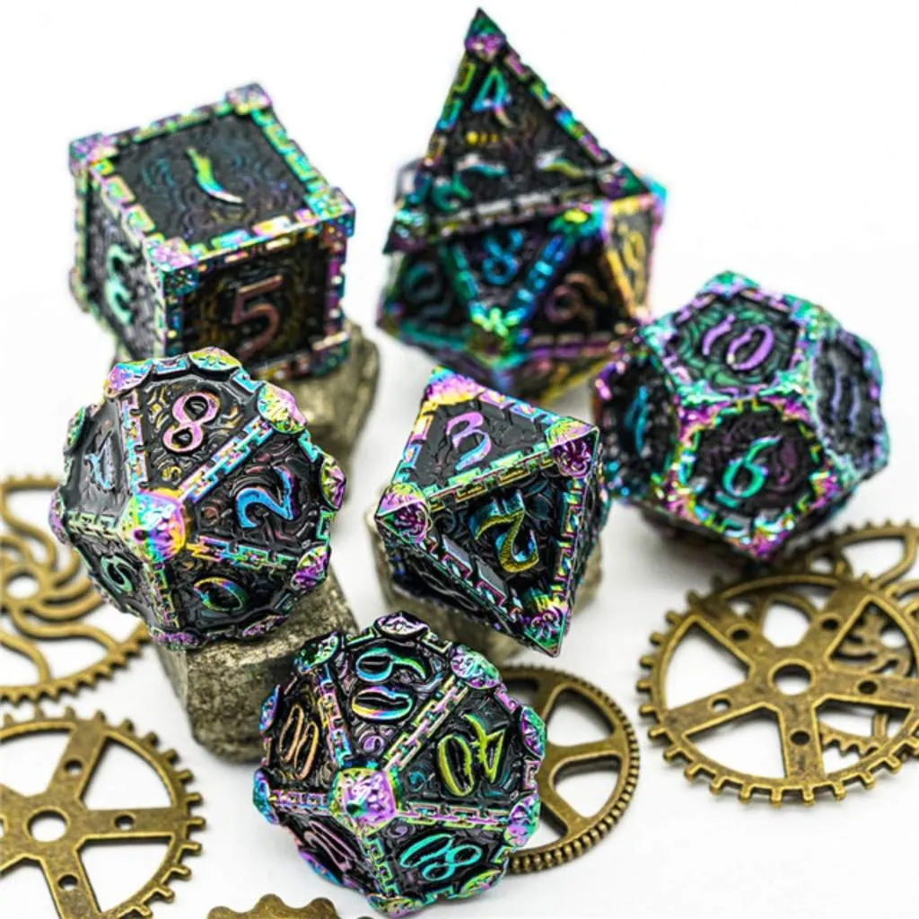 Dagger of Venom: Black Rainbow RPG Metal Barrel Dice Set